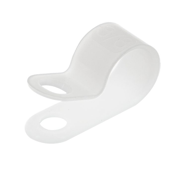 3/8" Cable Clamp - White Nylon - Size 10 Screw 3/8" Cable Clamp - White Nylon - Size 10 Screw