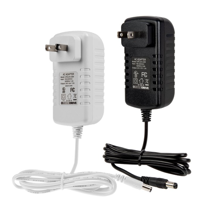 Wall-Mounted AC Adapter - 24 VDC Power Supply - Black / White - 12W / 18W / 24W / 36W / 48W main product photo