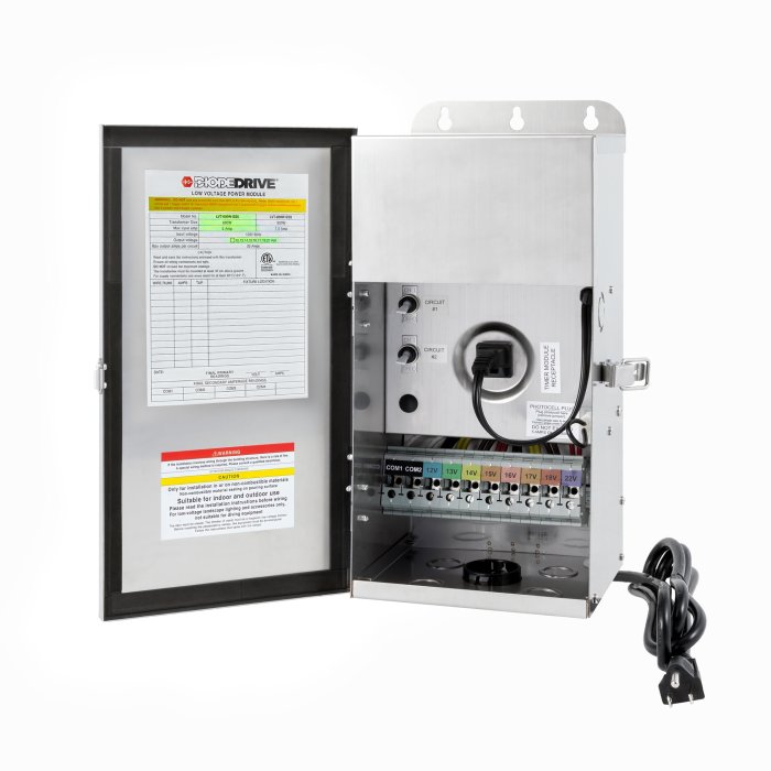 600W Low-Voltage Stainless Steel Landscape Transformer - Multi-Tap 12V-18V and 22V Outputs - Optional Photocell main product photo