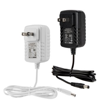 Wall-Mounted AC Adapter - 12 VDC Power Supply - Black / White - 12W / 18W / 24W / 36W / 48W