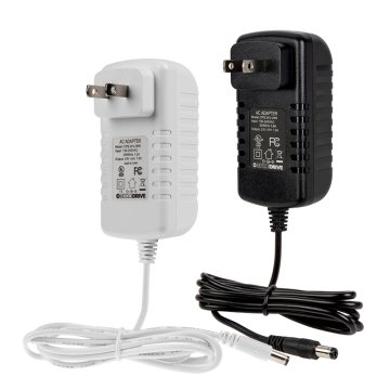Wall-Mounted AC Adapter - 24 VDC Power Supply - Black / White - 12W / 18W / 24W / 36W / 48W